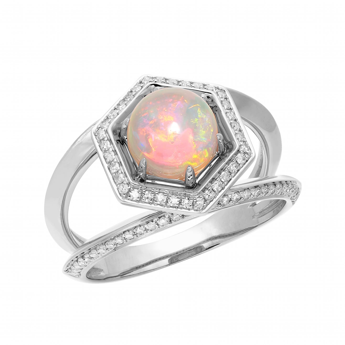 Geo Diamond & Opal Ring