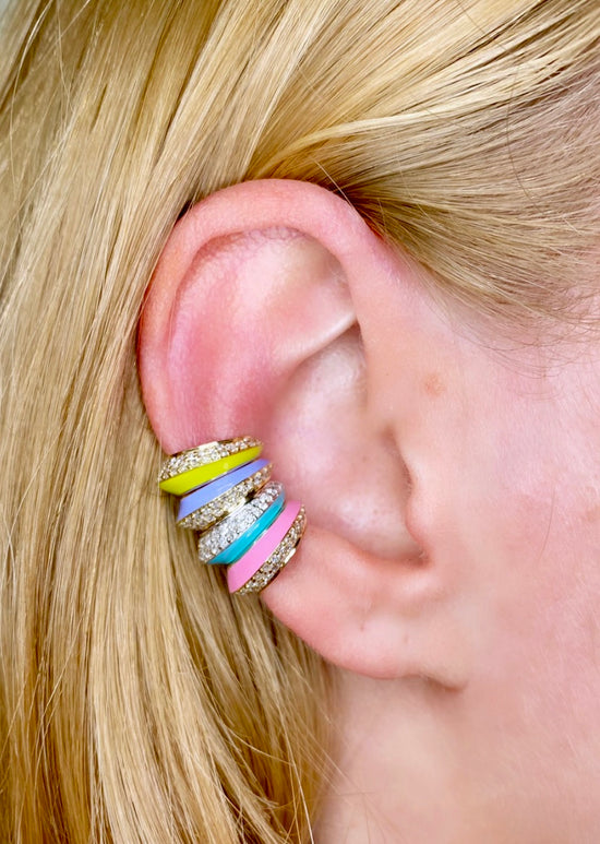 Diamond & Lavender Enamel Ear Cuff