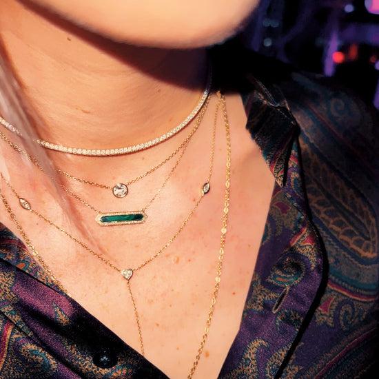 Bar Diamond & Malachite Pendant